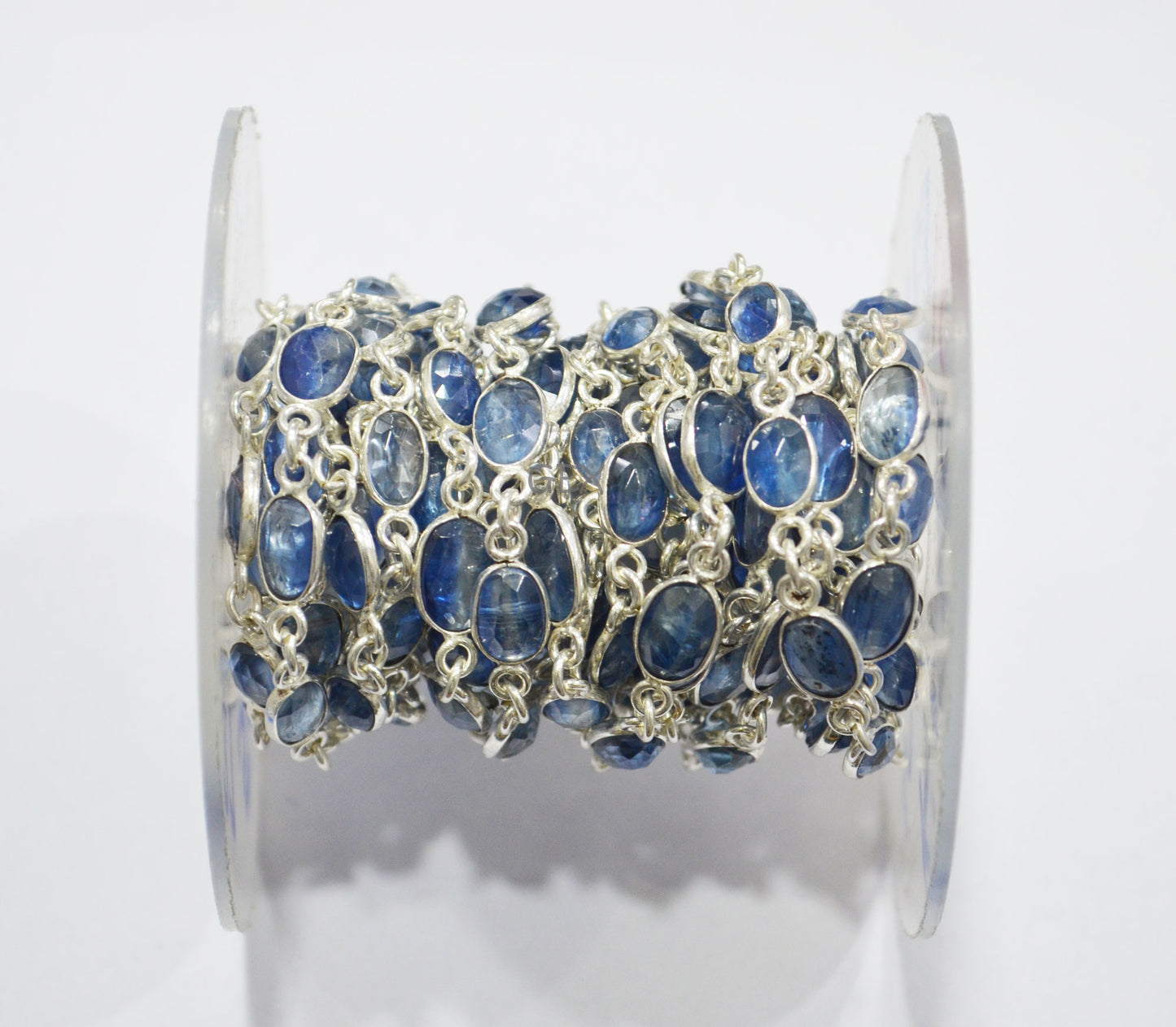 Natural Himalayan Blue Kyanite Faceted Free Form Shape Connector Chain , 7 - 10 mm , RB-7154