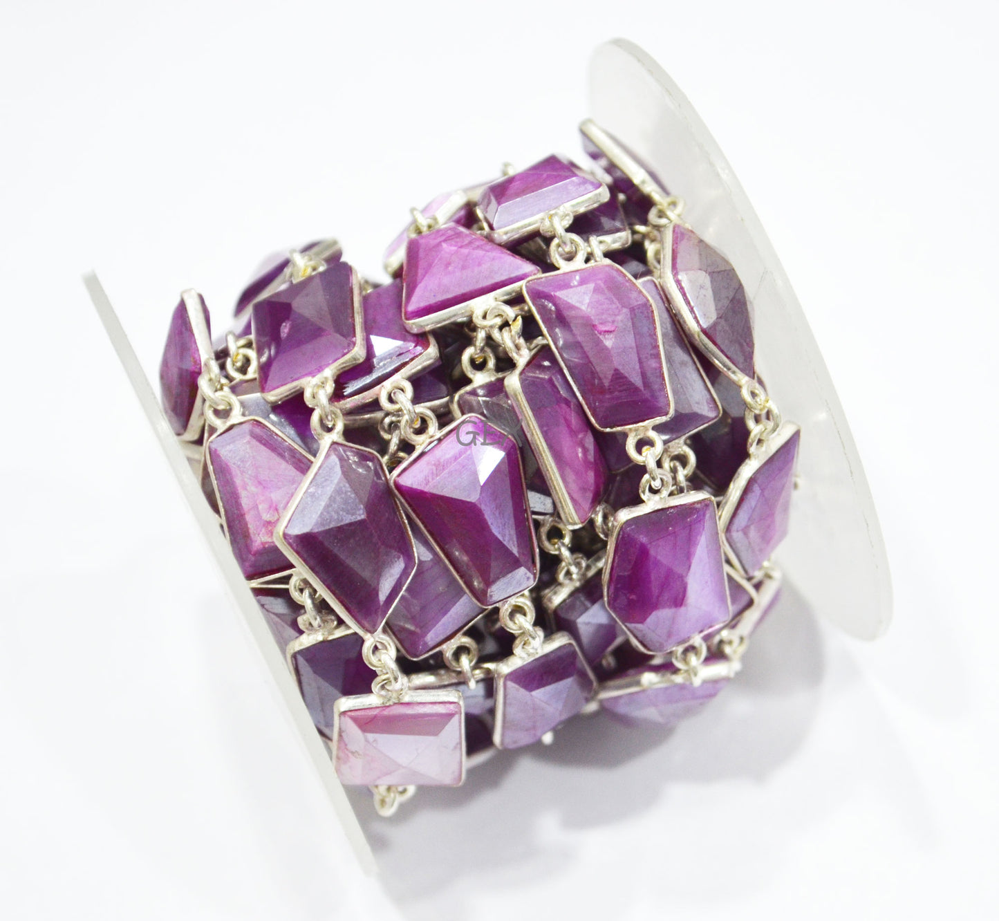 Lavender Colored Moonstone Faceted Fancy Cut Shape Connector Chain , 11x13 - 15x19 mm , RB-7156