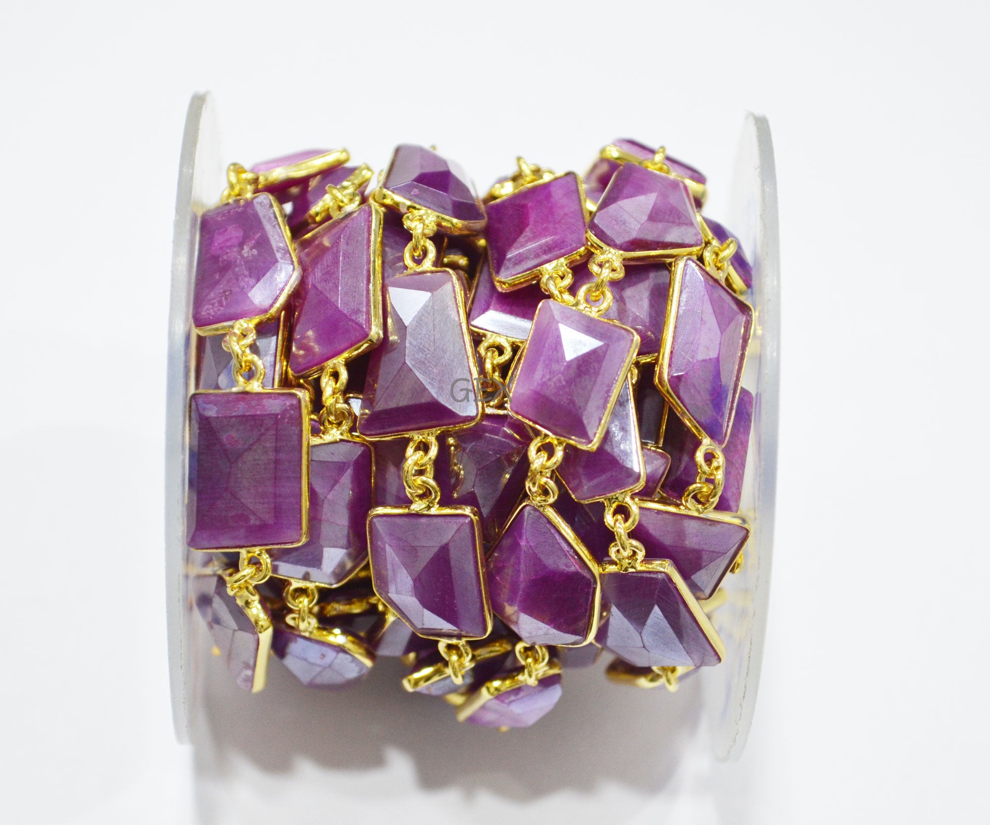 Lavender Colored Moonstone Faceted Fancy Cut Shape Connector Chain , 11x13 - 15x19 mm , RB-7156