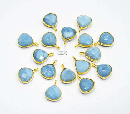 Denim Opal Faceted Heart Shape Connector , Sold By Piece , 11 mm , RB-7177