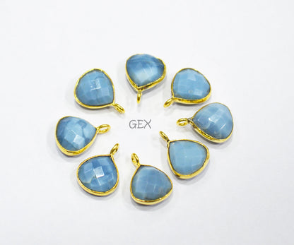 Denim Opal Faceted Heart Shape Connector , Sold By Piece , 11 mm , RB-7177