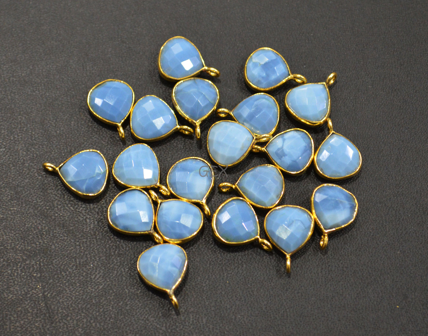 Denim Opal Faceted Heart Shape Connector , Sold By Piece , 11 mm , RB-7177