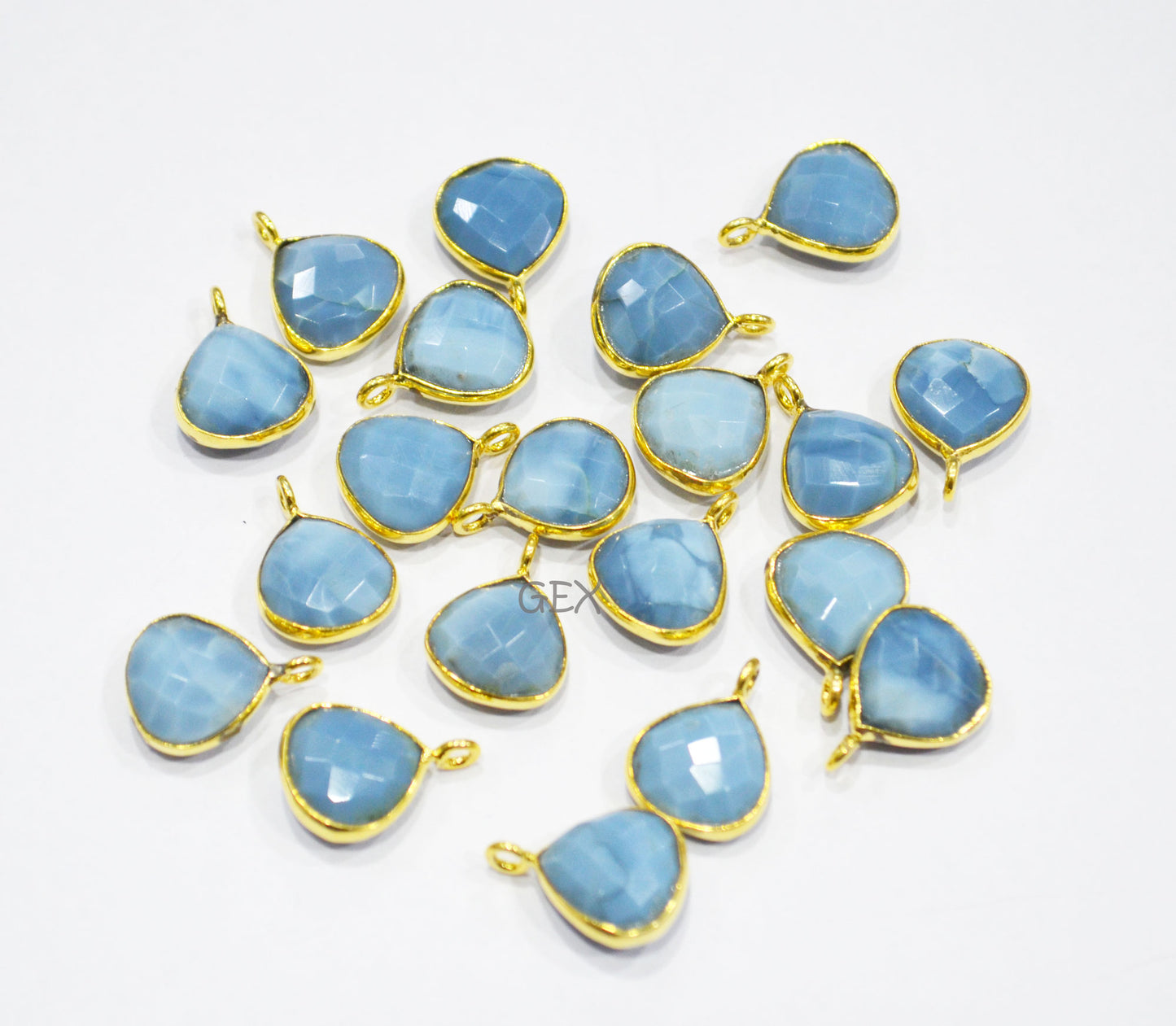 Denim Opal Faceted Heart Shape Connector , Sold By Piece , 11 mm , RB-7177