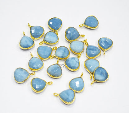 Denim Opal Faceted Heart Shape Connector , Sold By Piece , 11 mm , RB-7177