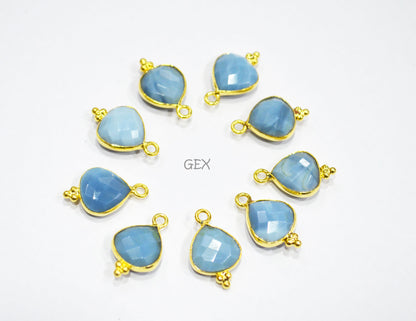 Denim Opal Faceted Heart Shape Connector , Sold By Piece , 11 mm , RB-7178