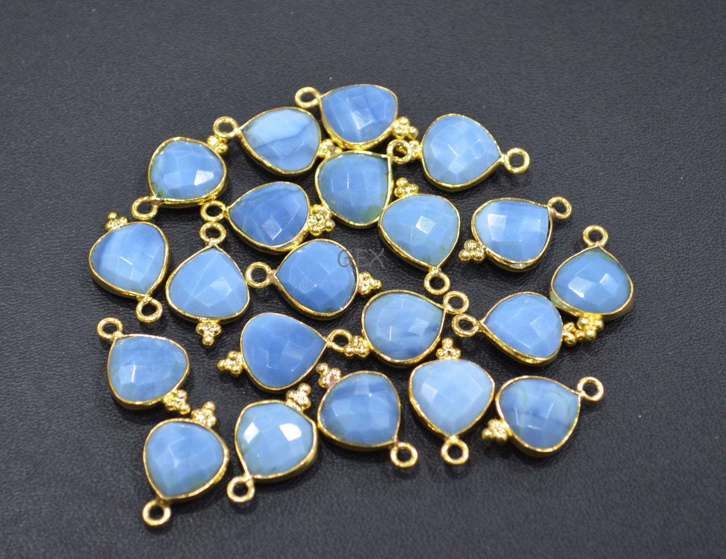 Denim Opal Faceted Heart Shape Connector , Sold By Piece , 11 mm , RB-7178