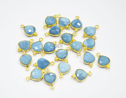 Denim Opal Faceted Heart Shape Connector , Sold By Piece , 11 mm , RB-7178