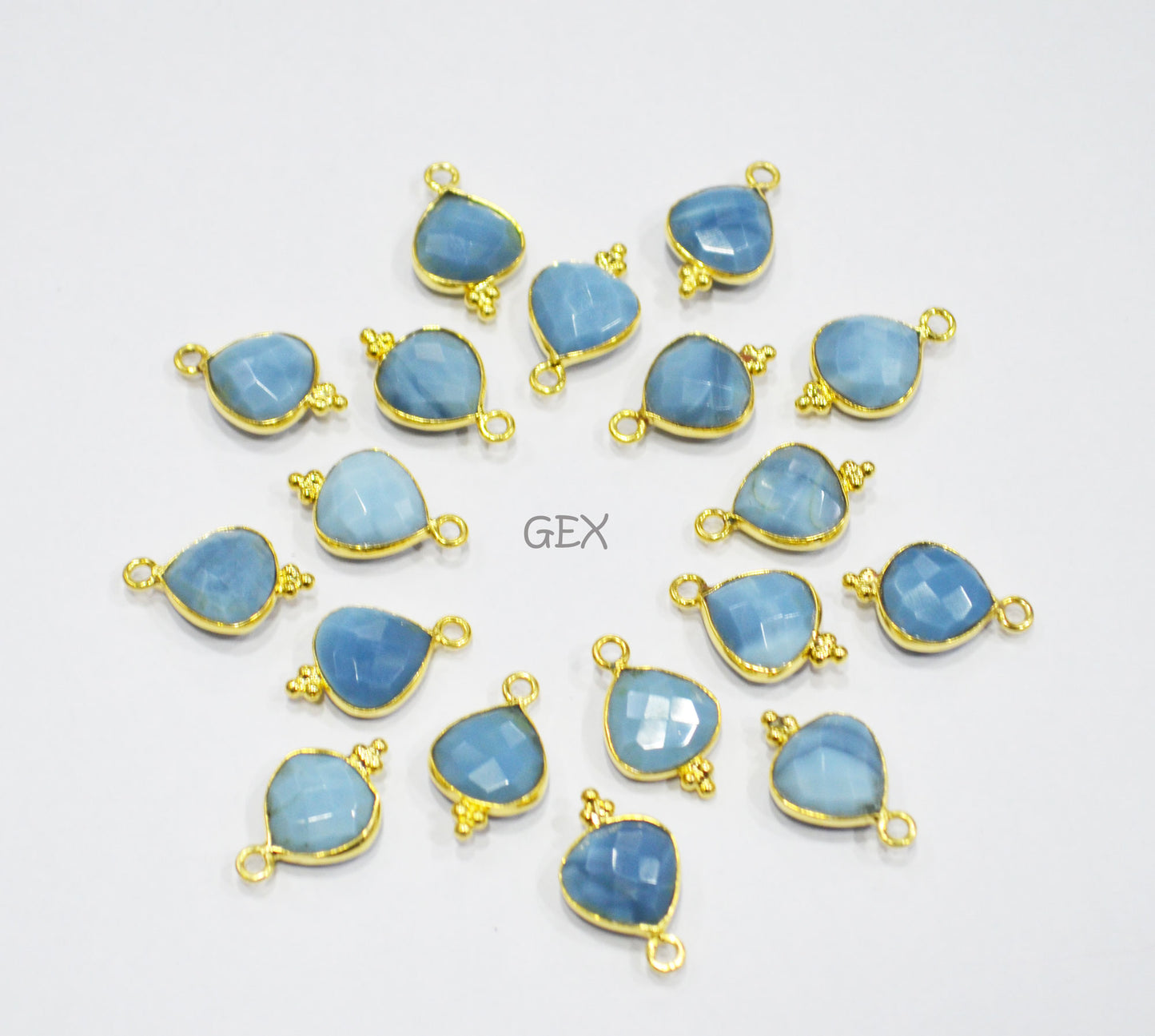 Denim Opal Faceted Heart Shape Connector , Sold By Piece , 11 mm , RB-7178