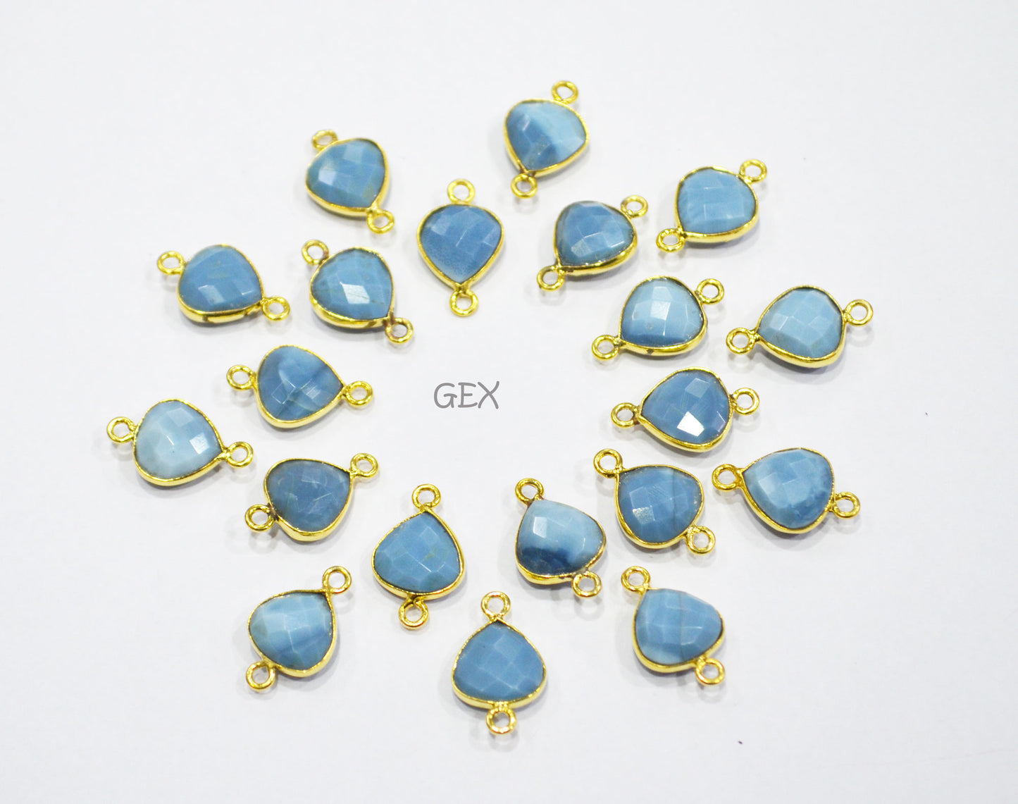 Denim Opal Faceted Heart Shape Connector , Sold By Piece , 11 mm , RB-7179