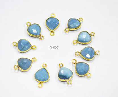 Denim Opal Faceted Heart Shape Connector , Sold By Piece , 11 mm , RB-7179