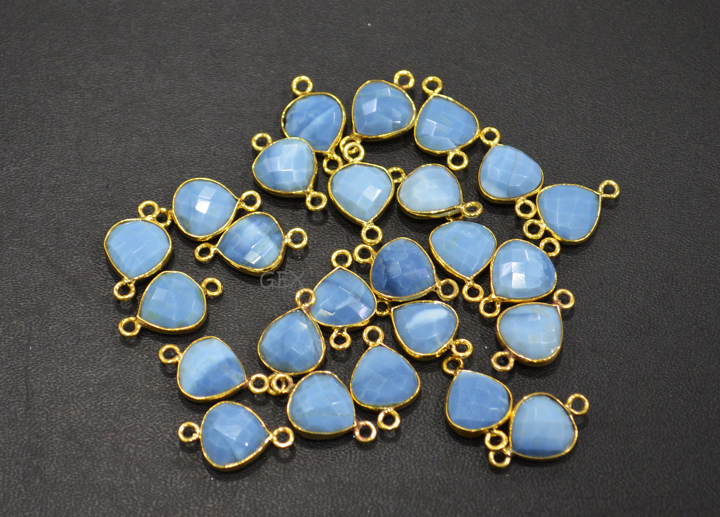 Denim Opal Faceted Heart Shape Connector , Sold By Piece , 11 mm , RB-7179