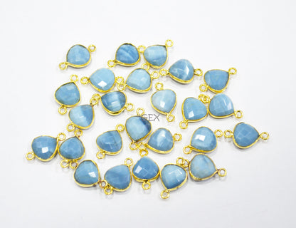 Denim Opal Faceted Heart Shape Connector , Sold By Piece , 11 mm , RB-7179