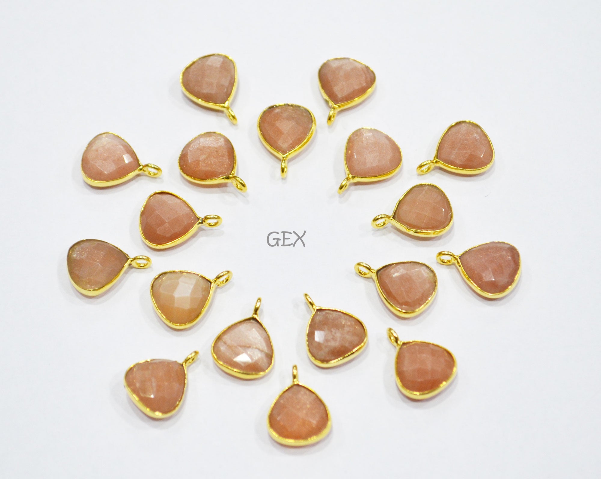 Peach Moonstone Faceted Heart Shape Connector , Sold By Piece , 11 mm , RB-7180