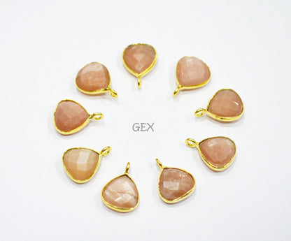 Peach Moonstone Faceted Heart Shape Connector , Sold By Piece , 11 mm , RB-7180