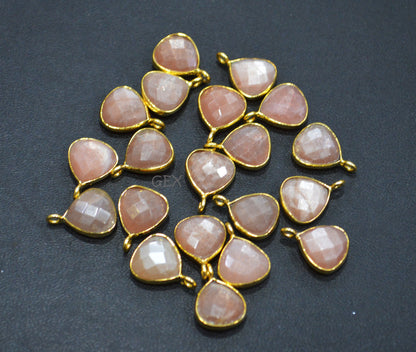 Peach Moonstone Faceted Heart Shape Connector , Sold By Piece , 11 mm , RB-7180