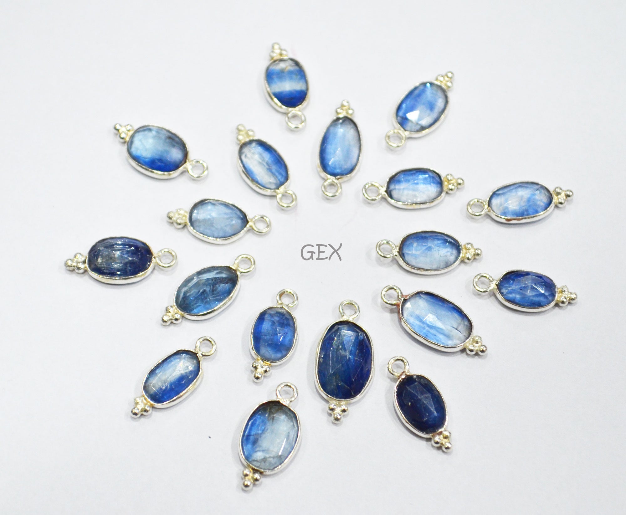Himalayan Kyanite Faceted Slice Shape Connector , Sold By Piece , 7x10 - 10x14 mm , RB-7183