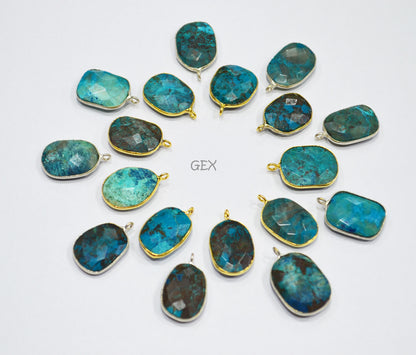 Chrysocolla Faceted Slice Shape Connector , Sold By Piece , 15x18 - 17x21 mm , RB-7194