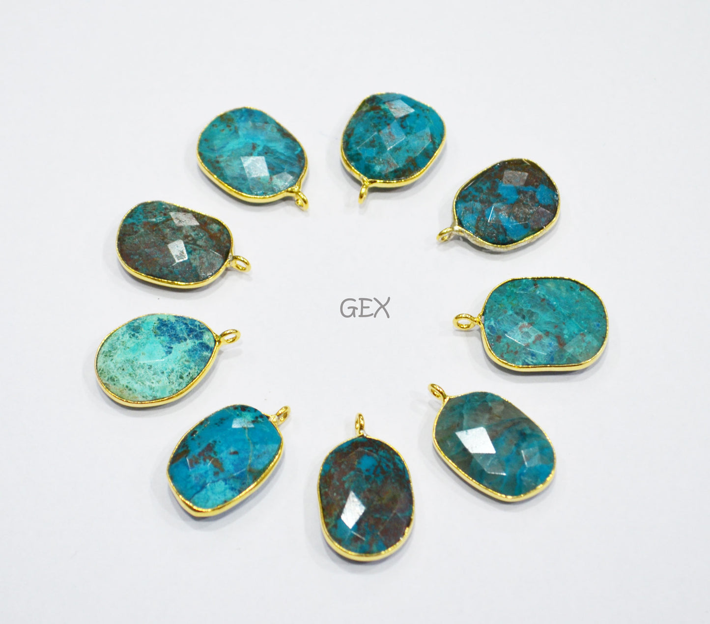 Chrysocolla Faceted Slice Shape Connector , Sold By Piece , 15x18 - 17x21 mm , RB-7194