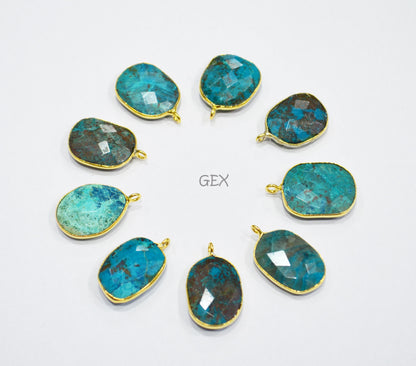 Chrysocolla Faceted Slice Shape Connector , Sold By Piece , 15x18 - 17x21 mm , RB-7194