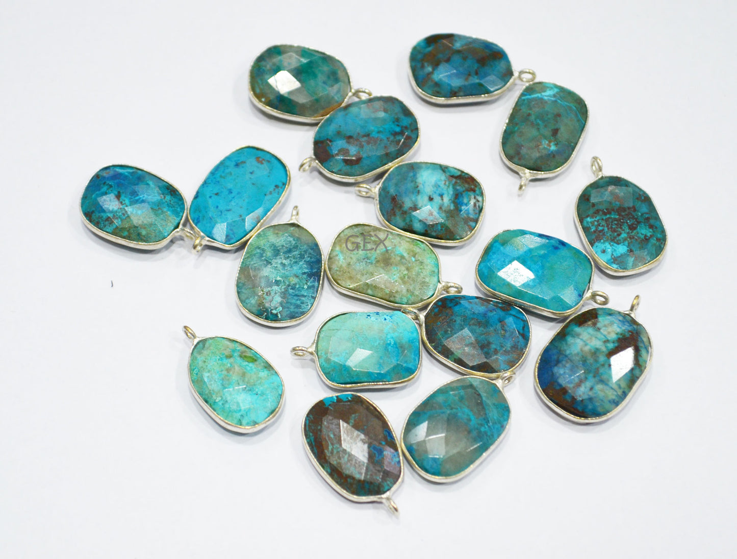 Chrysocolla Faceted Slice Shape Connector , Sold By Piece , 15x18 - 17x21 mm , RB-7194