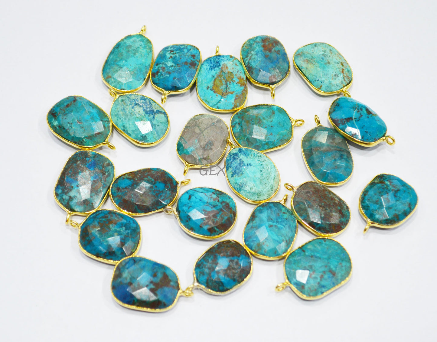 Chrysocolla Faceted Slice Shape Connector , Sold By Piece , 15x18 - 17x21 mm , RB-7194
