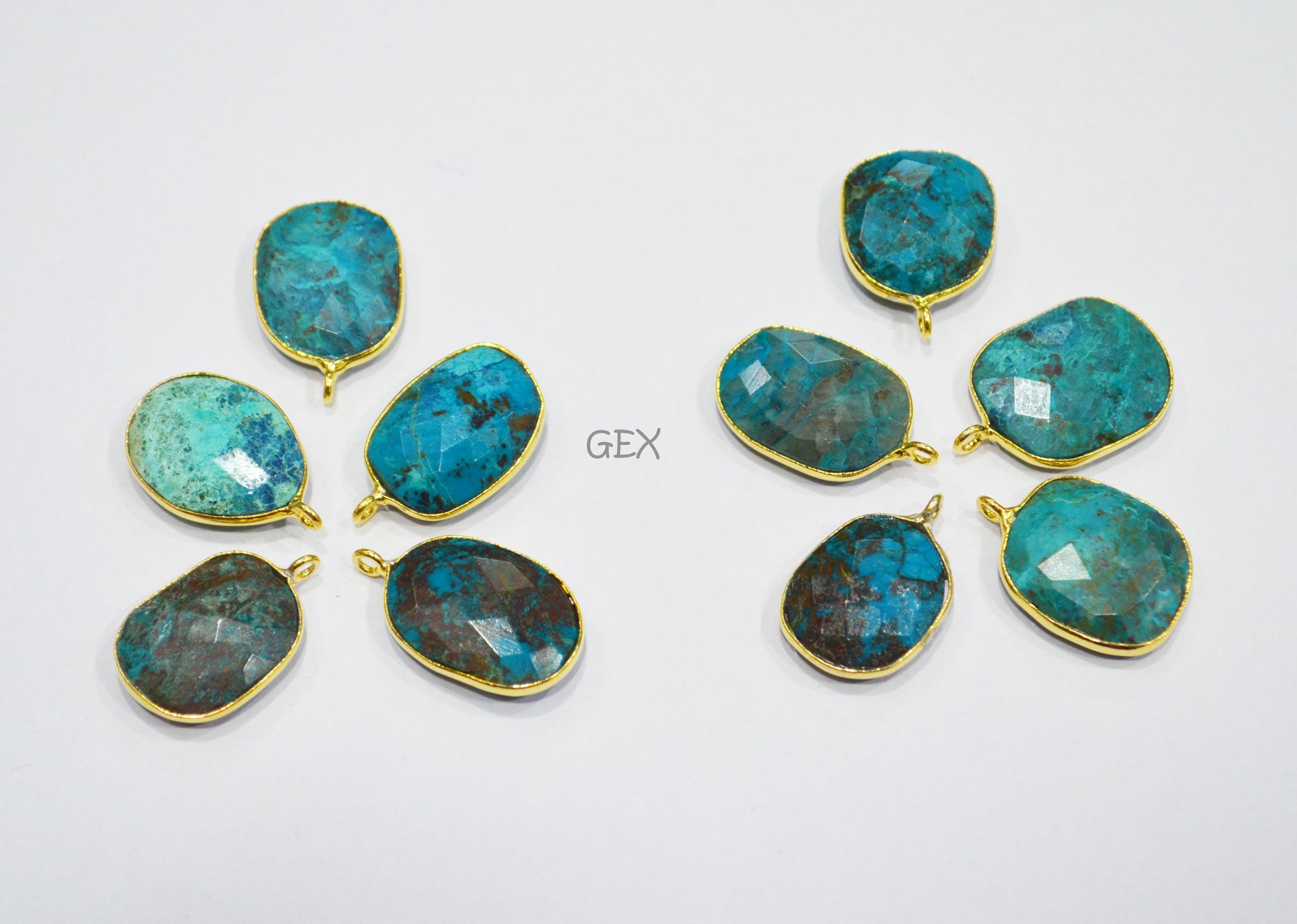Chrysocolla Faceted Slice Shape Connector , Sold By Piece , 15x18 - 17x21 mm , RB-7194