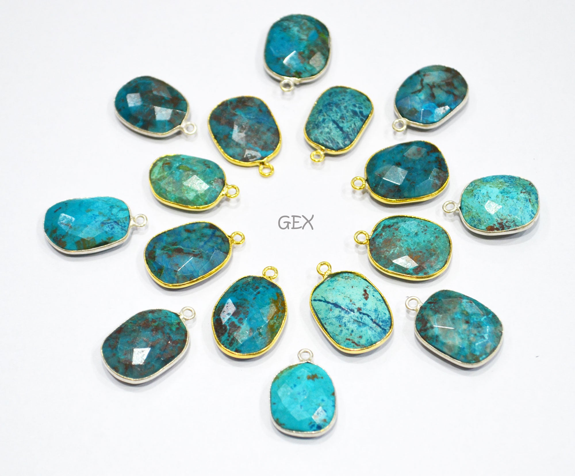 Chrysocolla Faceted Slice Shape Connector , Sold By Piece , 15x17 - 16x21 mm , RB-7195