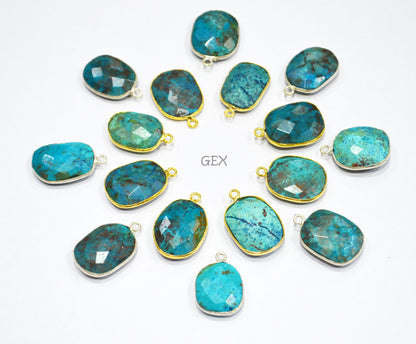 Chrysocolla Faceted Slice Shape Connector , Sold By Piece , 15x17 - 16x21 mm , RB-7195