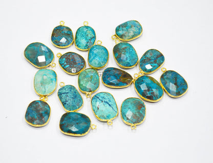 Chrysocolla Faceted Slice Shape Connector , Sold By Piece , 15x17 - 16x21 mm , RB-7195