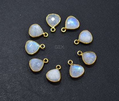 Rainbow Moonstone Faceted Heart Shape Connector , Sold By Piece , 10 mm , RB-7201