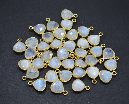 Rainbow Moonstone Faceted Heart Shape Connector , Sold By Piece , 10 mm , RB-7201
