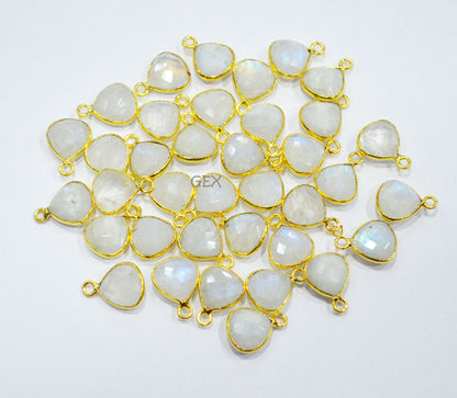 Rainbow Moonstone Faceted Heart Shape Connector , Sold By Piece , 10 mm , RB-7201