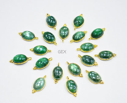 Mystic Green Moonstone Smooth Oval Shape Single Bail Connector , Sold By Piece , 10x13 mm , RB-7202