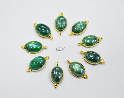 Mystic Green Moonstone Smooth Oval Shape Single Bail Connector , Sold By Piece , 10x13 mm , RB-7202