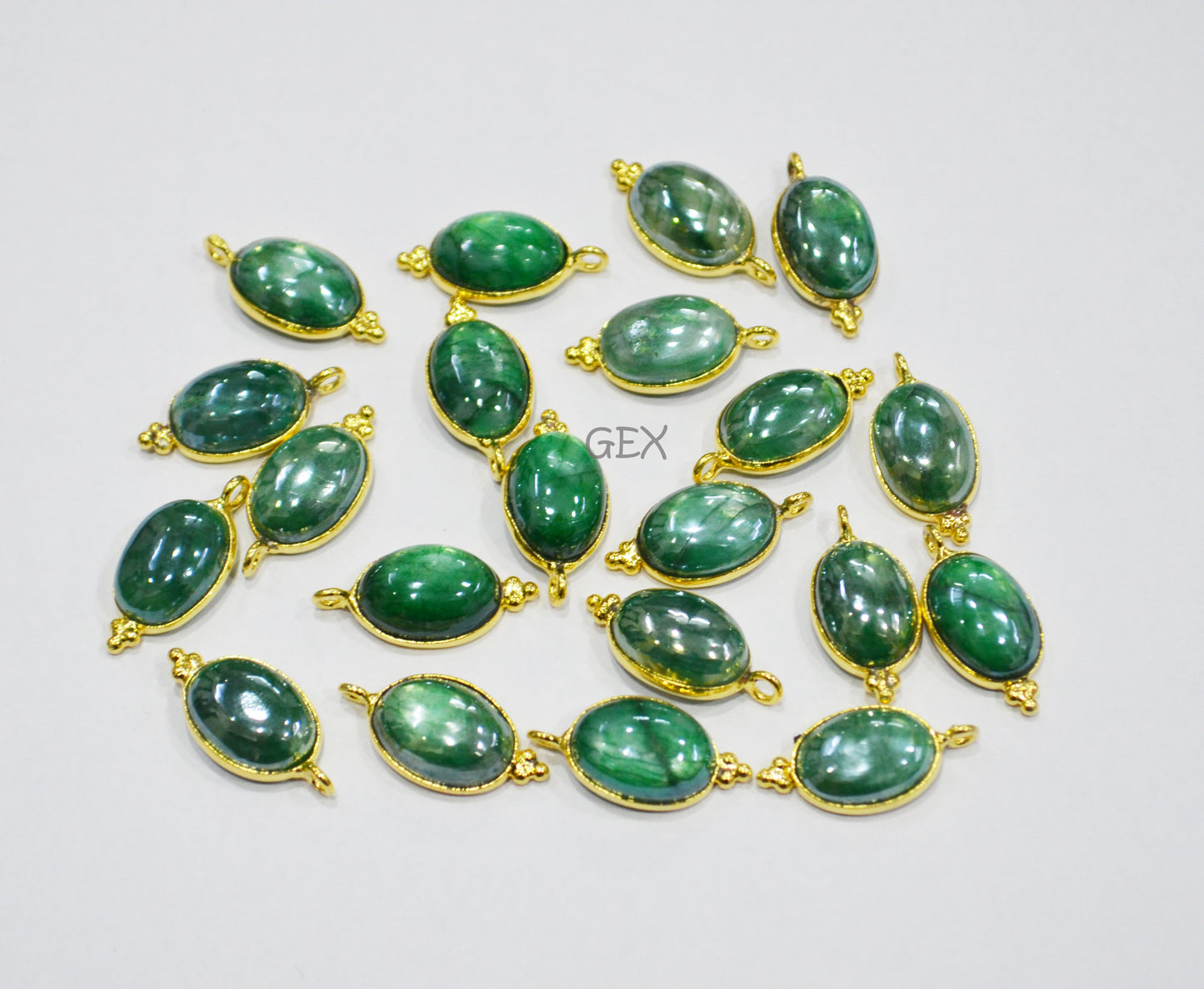 Mystic Green Moonstone Smooth Oval Shape Single Bail Connector , Sold By Piece , 10x13 mm , RB-7202