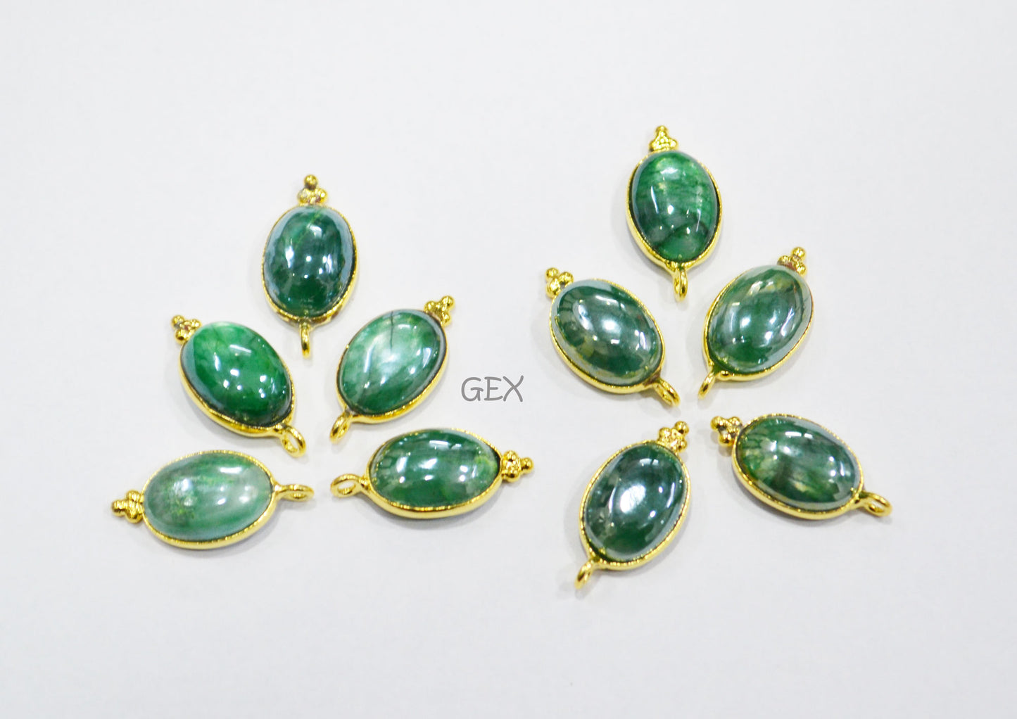 Mystic Green Moonstone Smooth Oval Shape Single Bail Connector , Sold By Piece , 10x13 mm , RB-7202