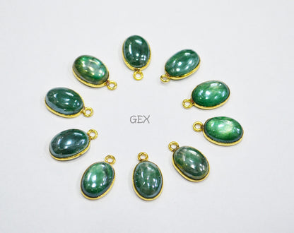 Mystic Green Moonstone Smooth Oval Shape Single Bail And Double Bail Connector , Sold By Piece , 10x13 mm , RB-7203