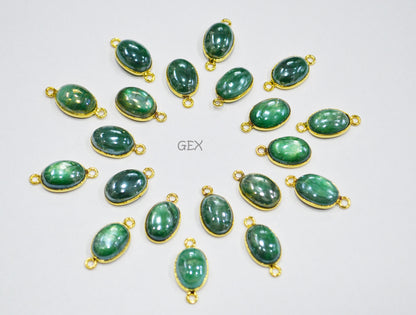 Mystic Green Moonstone Smooth Oval Shape Single Bail And Double Bail Connector , Sold By Piece , 10x13 mm , RB-7203