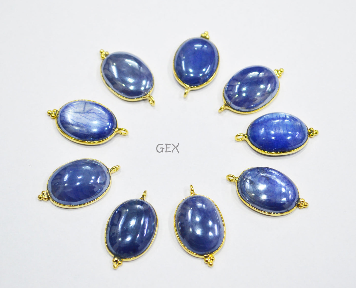 Mystic Blue Moonstone Smooth Oval Shape Single Bail Connector , Sold By Piece , 16x20 mm , RB-7204