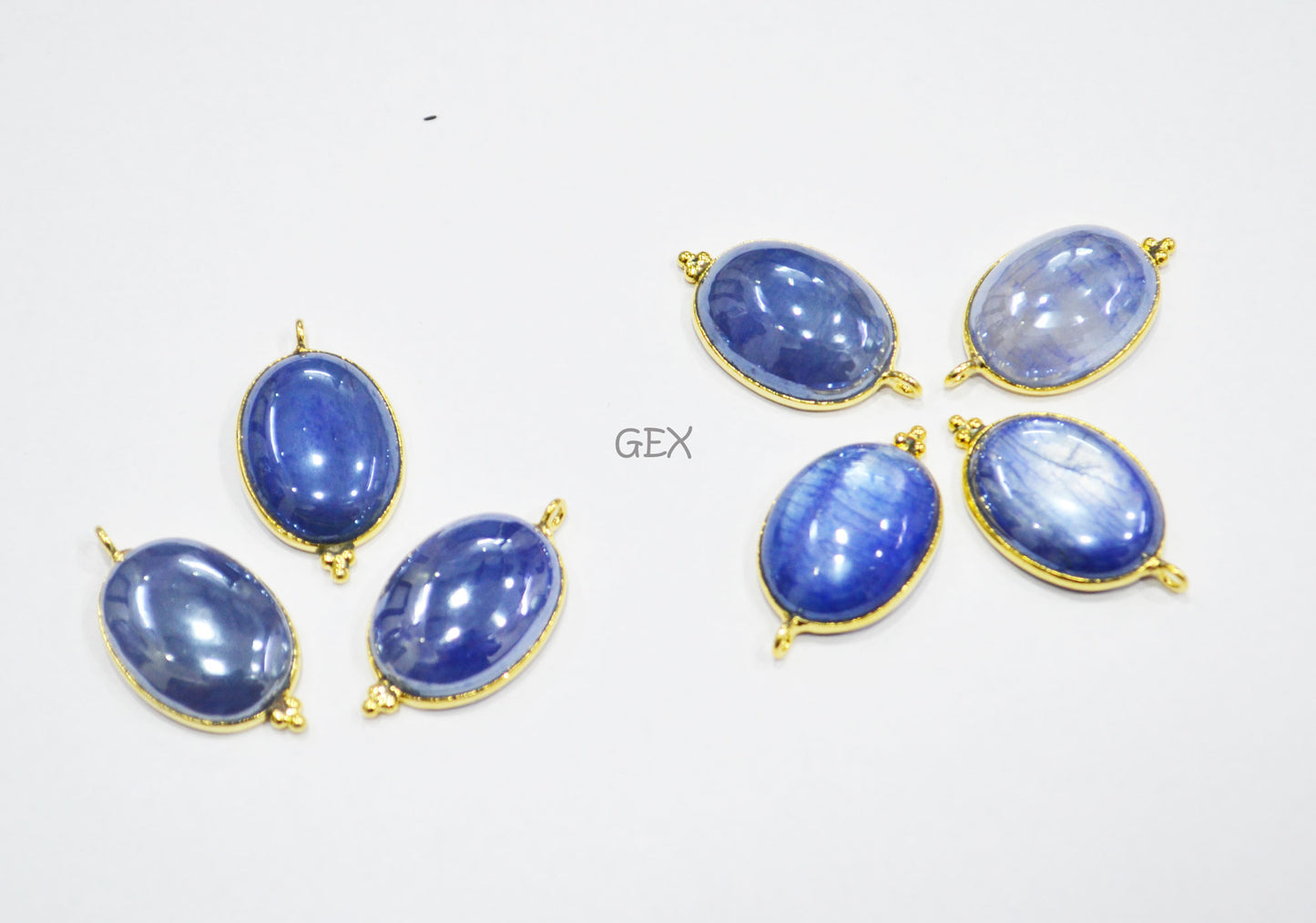 Mystic Blue Moonstone Smooth Oval Shape Single Bail Connector , Sold By Piece , 16x20 mm , RB-7204