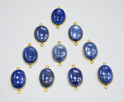 Mystic Blue Moonstone Smooth Oval Shape Single And Double Bail Connector , Sold By Piece , 16x20 mm , RB-7205