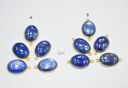 Mystic Blue Moonstone Smooth Oval Shape Single And Double Bail Connector , Sold By Piece , 16x20 mm , RB-7205