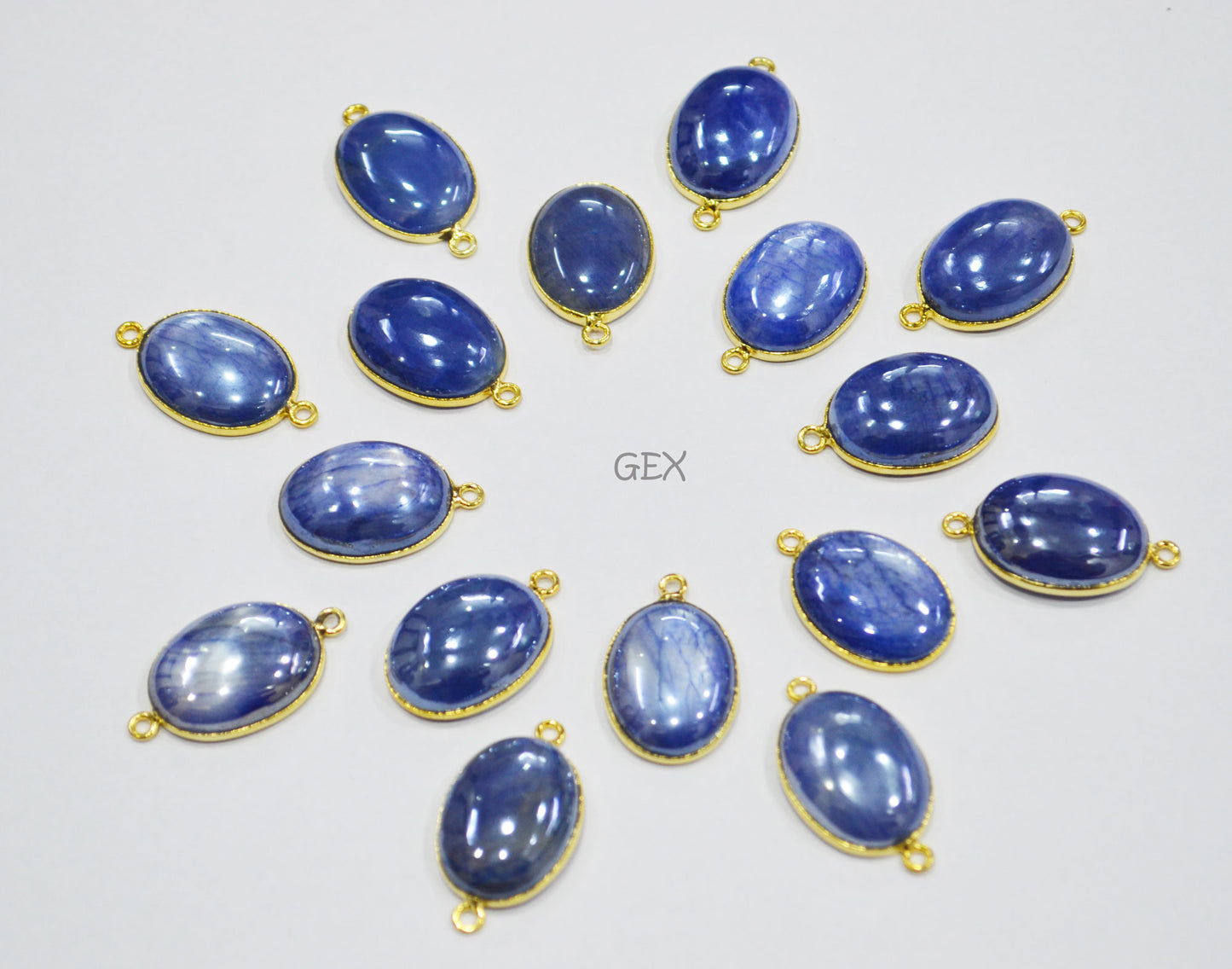 Mystic Blue Moonstone Smooth Oval Shape Single And Double Bail Connector , Sold By Piece , 16x20 mm , RB-7205