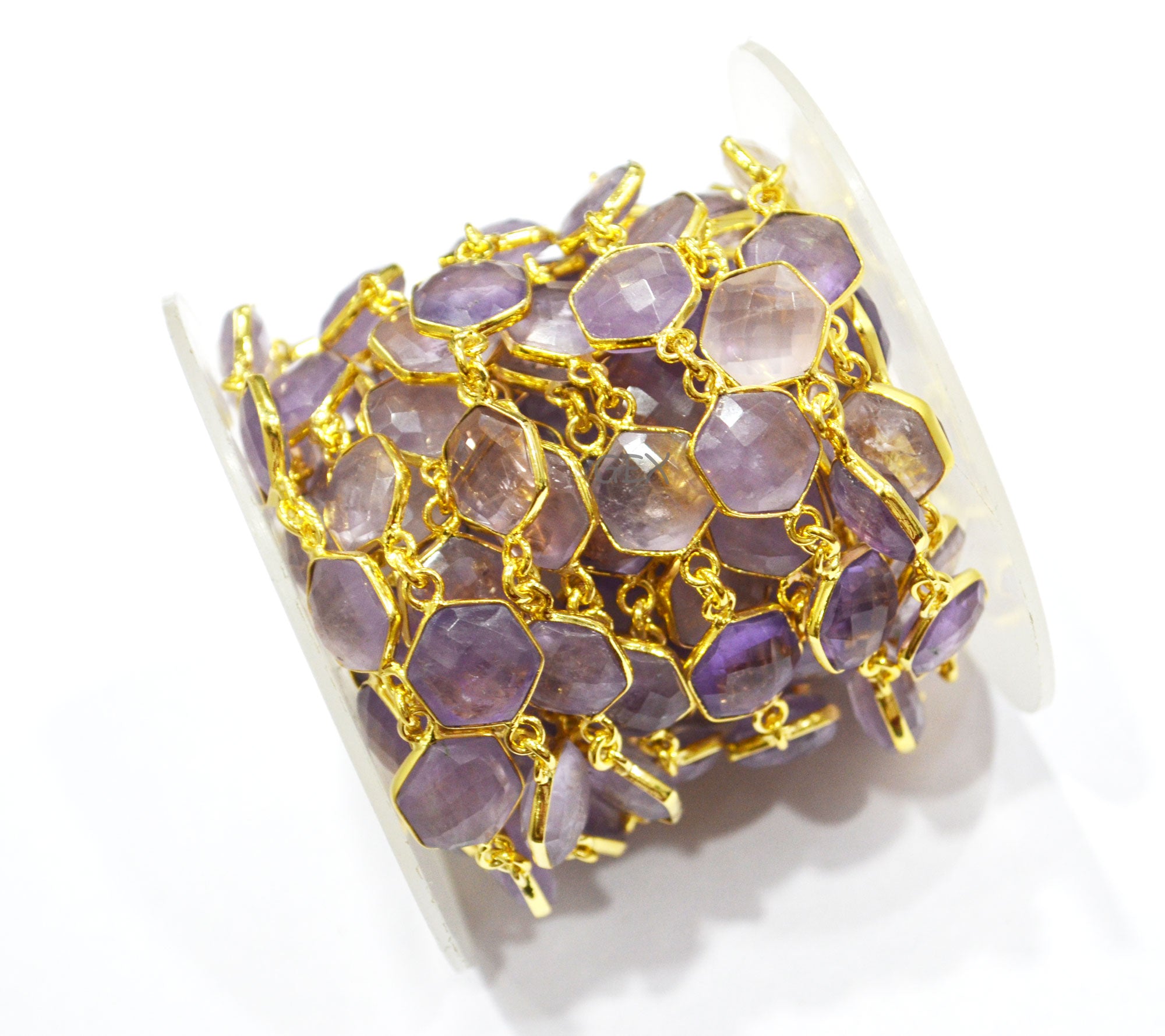 Ametrine Faceted Hexagon Shape Connector Chain , 10 - 11 mm , RB-7208
