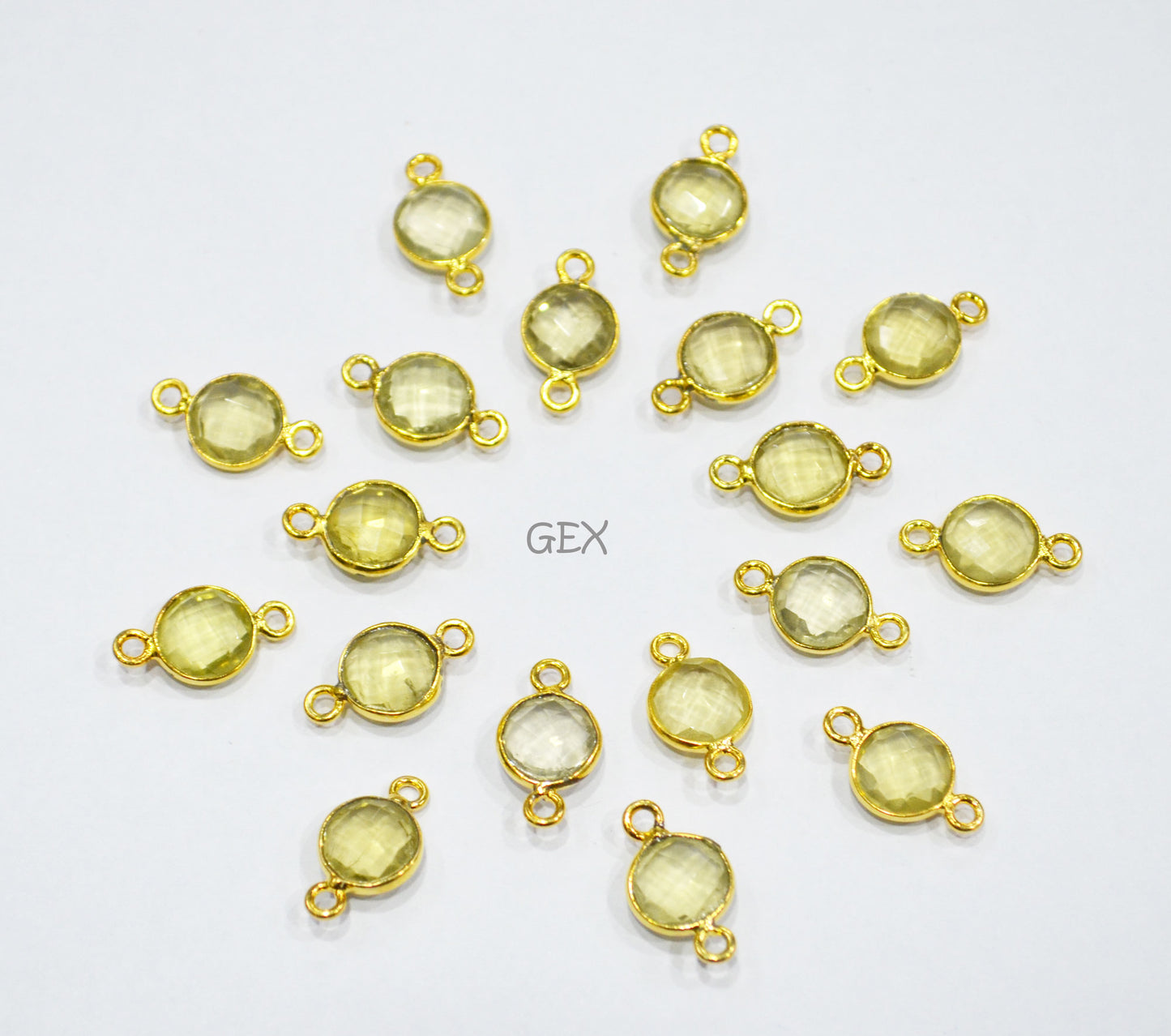 Natural Lemon Quartz Faceted Coin Shape Connector , Sold By Piece , 8 - 9 mm , RB-7223