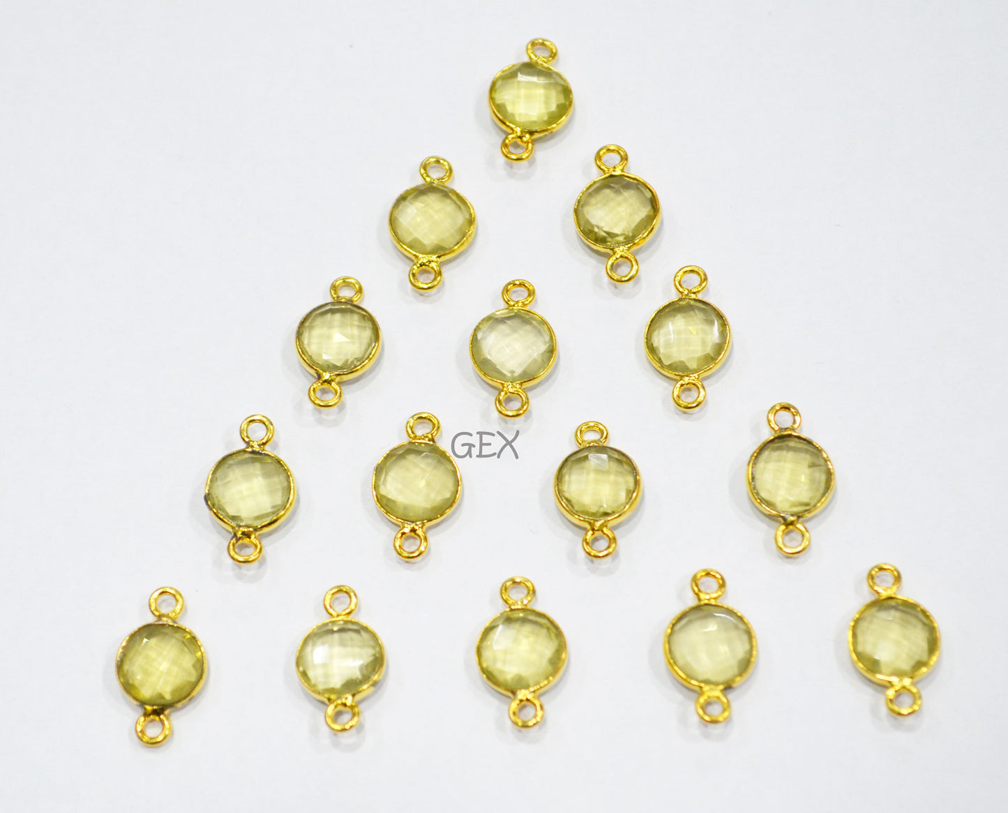 Natural Lemon Quartz Faceted Coin Shape Connector , Sold By Piece , 8 - 9 mm , RB-7223