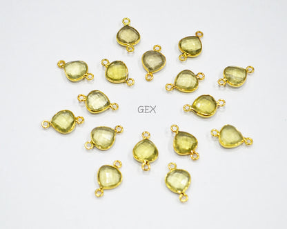 Natural Lemon Quartz Faceted Heart Shape Connector , Sold By Piece , 10 mm , RB-7224