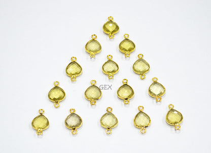 Natural Lemon Quartz Faceted Heart Shape Connector , Sold By Piece , 10 mm , RB-7224
