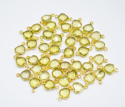 Natural Lemon Quartz Faceted Heart Shape Connector , Sold By Piece , 10 mm , RB-7224