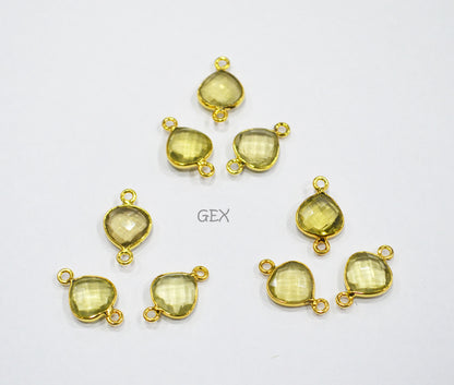 Natural Lemon Quartz Faceted Heart Shape Connector , Sold By Piece , 10 mm , RB-7224
